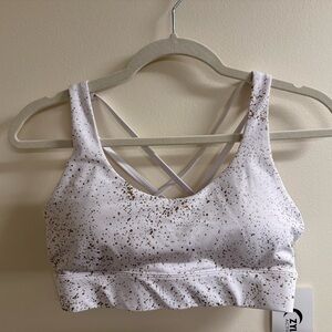 ZYIA White and Gold Speckle Sports Bra